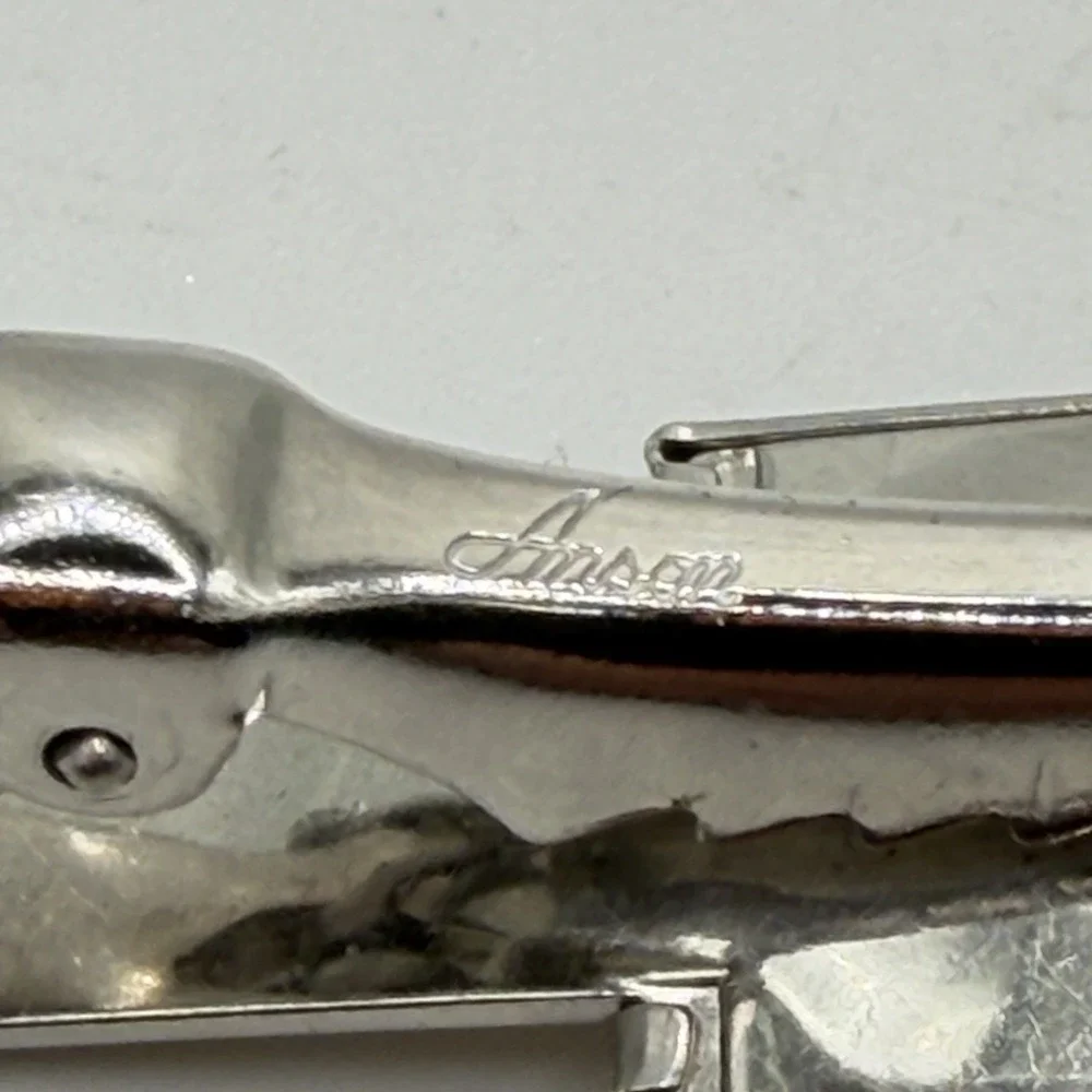 Vintage Freemason Masonic Tie Clip Bar & Cufflink Set 3 Piece Anson Silver Tone